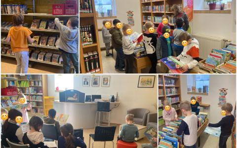 1. Kl. VS zu Gast in Bibliothek